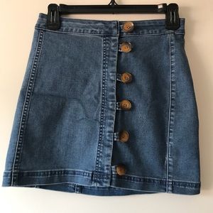 Free People denim high-waisted skirt